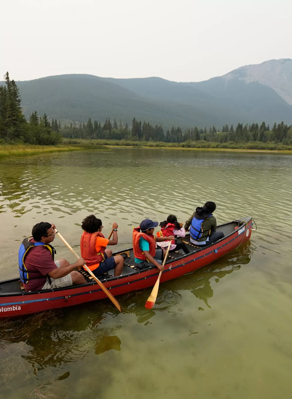 canoe on lake at Camp Chief Hector