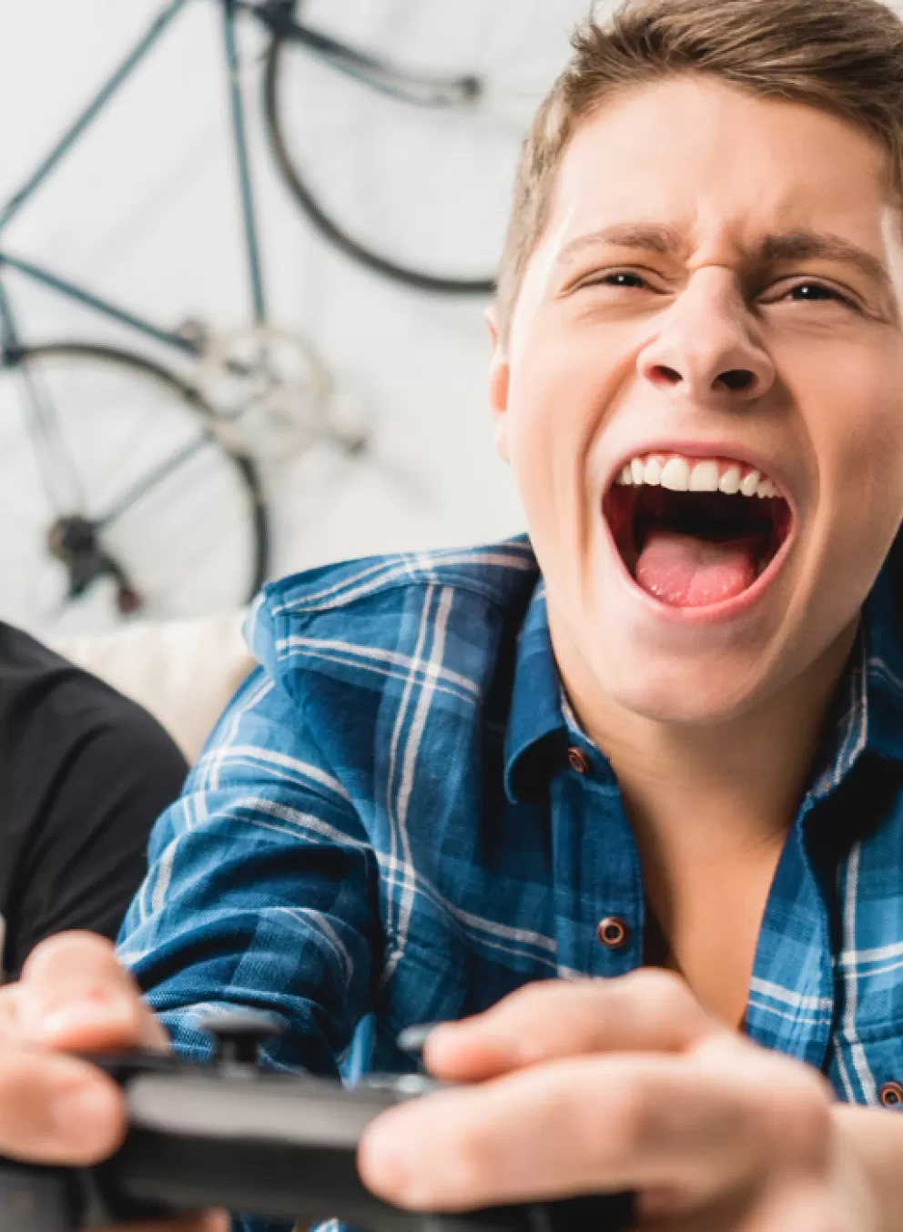 group of kids playing video games