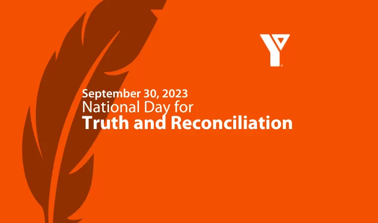 An orange graphic with a feather for National Day of Truth and Reconciliation