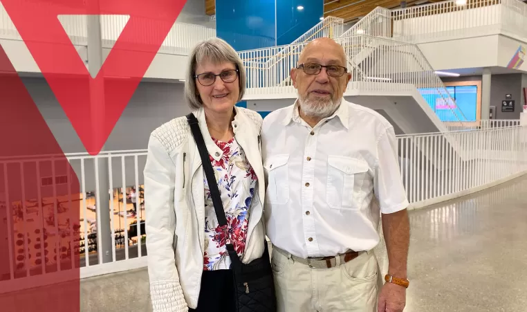 Wendy and Ernie stand side by side at Shane Homes YMCA at Rocky Ridge 