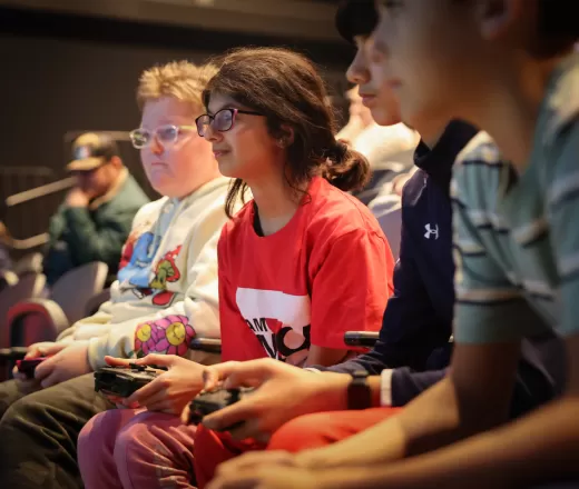 group of youth playing video games