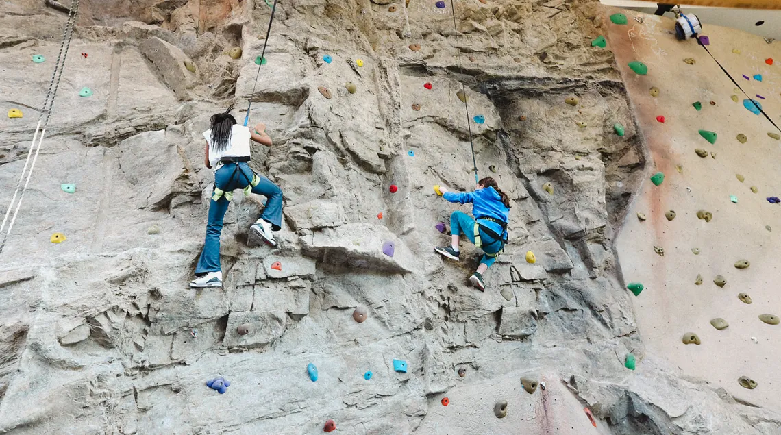 Girls on the climbing wall